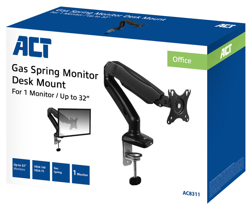 A monitor asztali tartó doboz egy tartót és monitor illusztrációt mutat szöveggel.