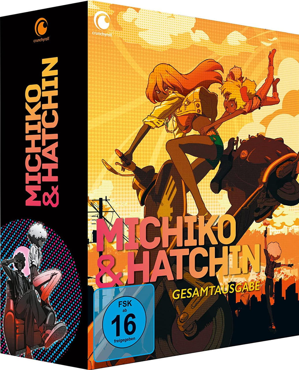 Box-Art für die Anime-Serie Michiko & Hatchin, mit Charakteren und japanischem Text.