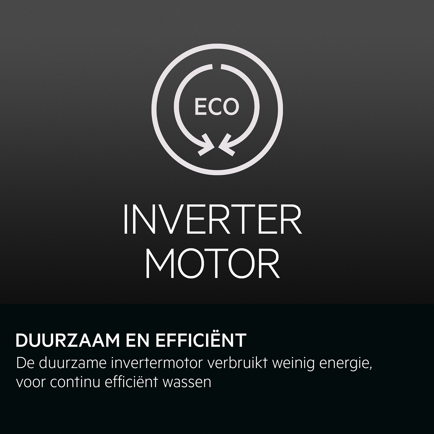 Black background with white 'ECO' icon and text 'INVERTER MOTOR'.