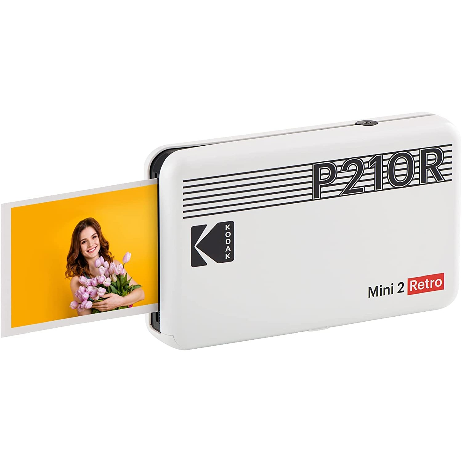 KODAK Draagbare fotoprinter Mini 2 Retro Wit + Pak van 60 fotopapieren (P210RW60) Fotoprinter