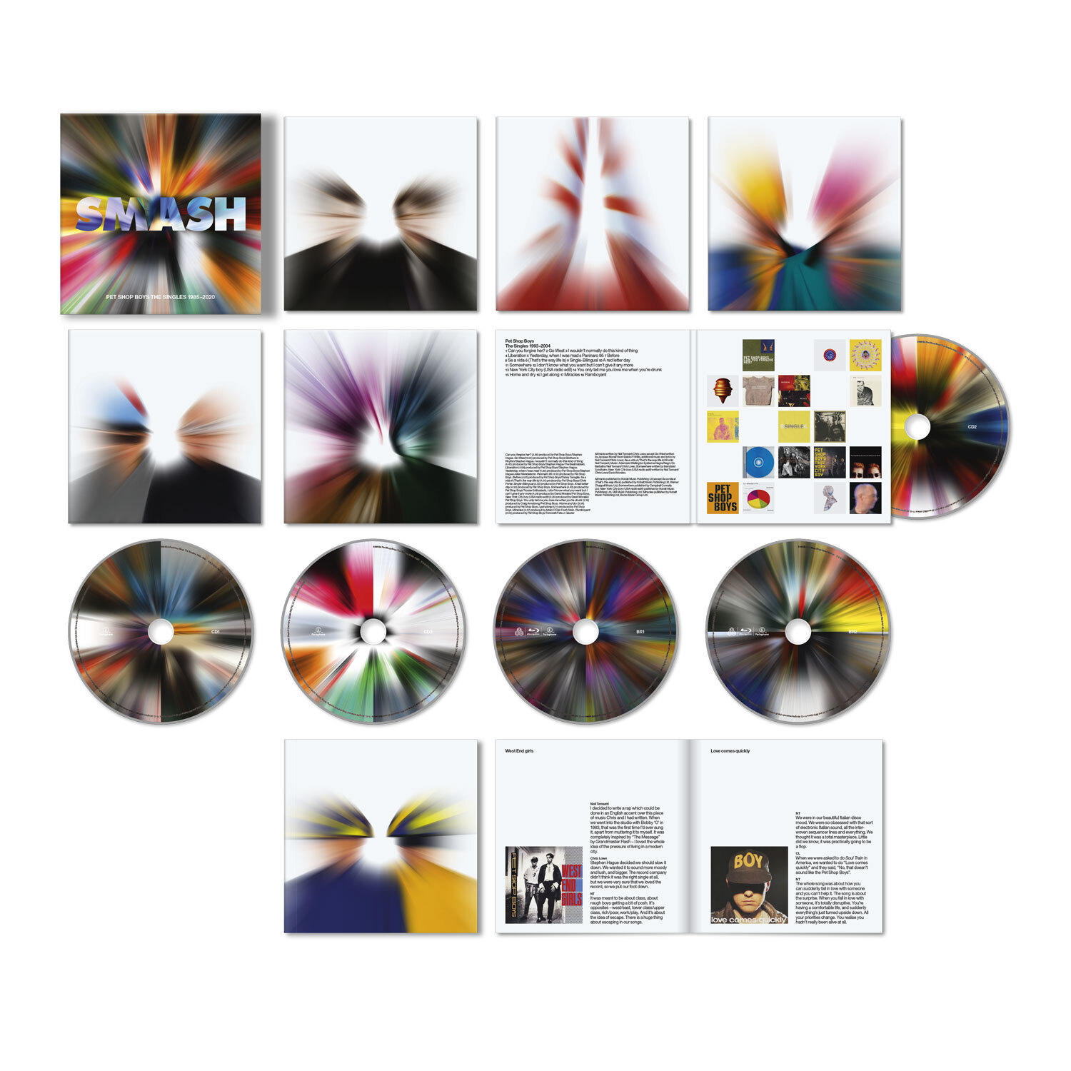 CD-k és album borítók gyűjteménye absztrakt, színes designnal.