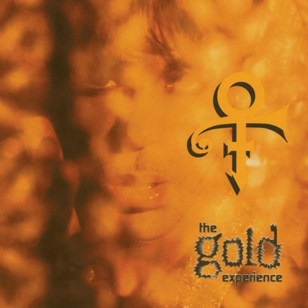 Das Albumcover The Gold Experience, mit einem goldenen und lila Gesicht.