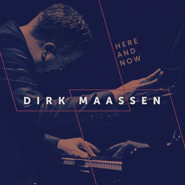Albumcover für Dirk Maassen, ein Pianist, der mit Neonlinien spielt.