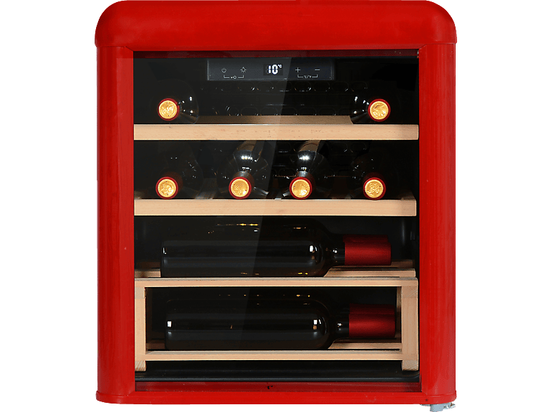 AMICA WKR 341 910 R Retro Edition Weinklimaschrank (EEK G, Rot) | Freistehende Weinkühlschränke