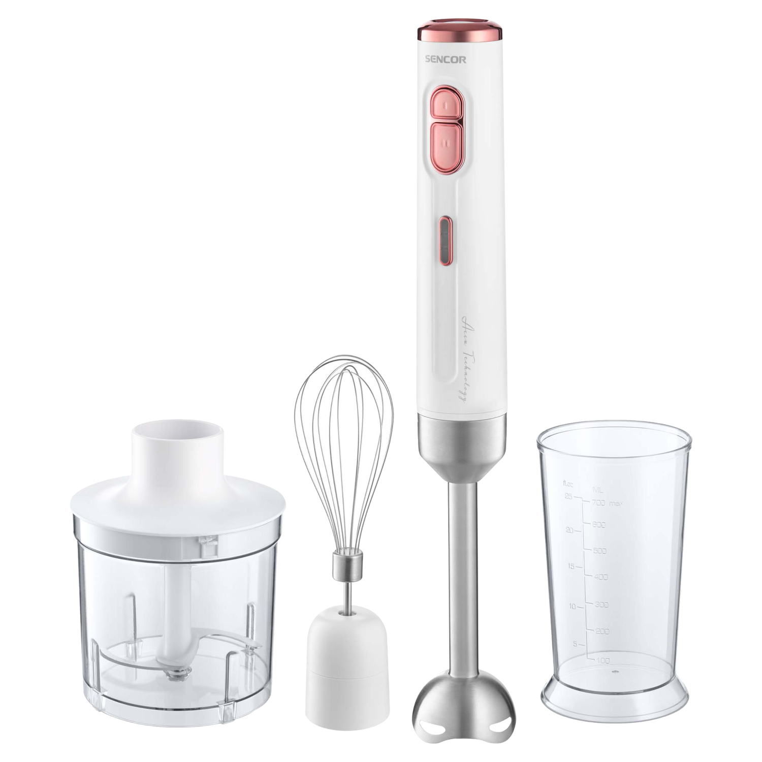 SENCOR SHB 9000WH Akkumulátoros botmixer, fehér/rózsaszín