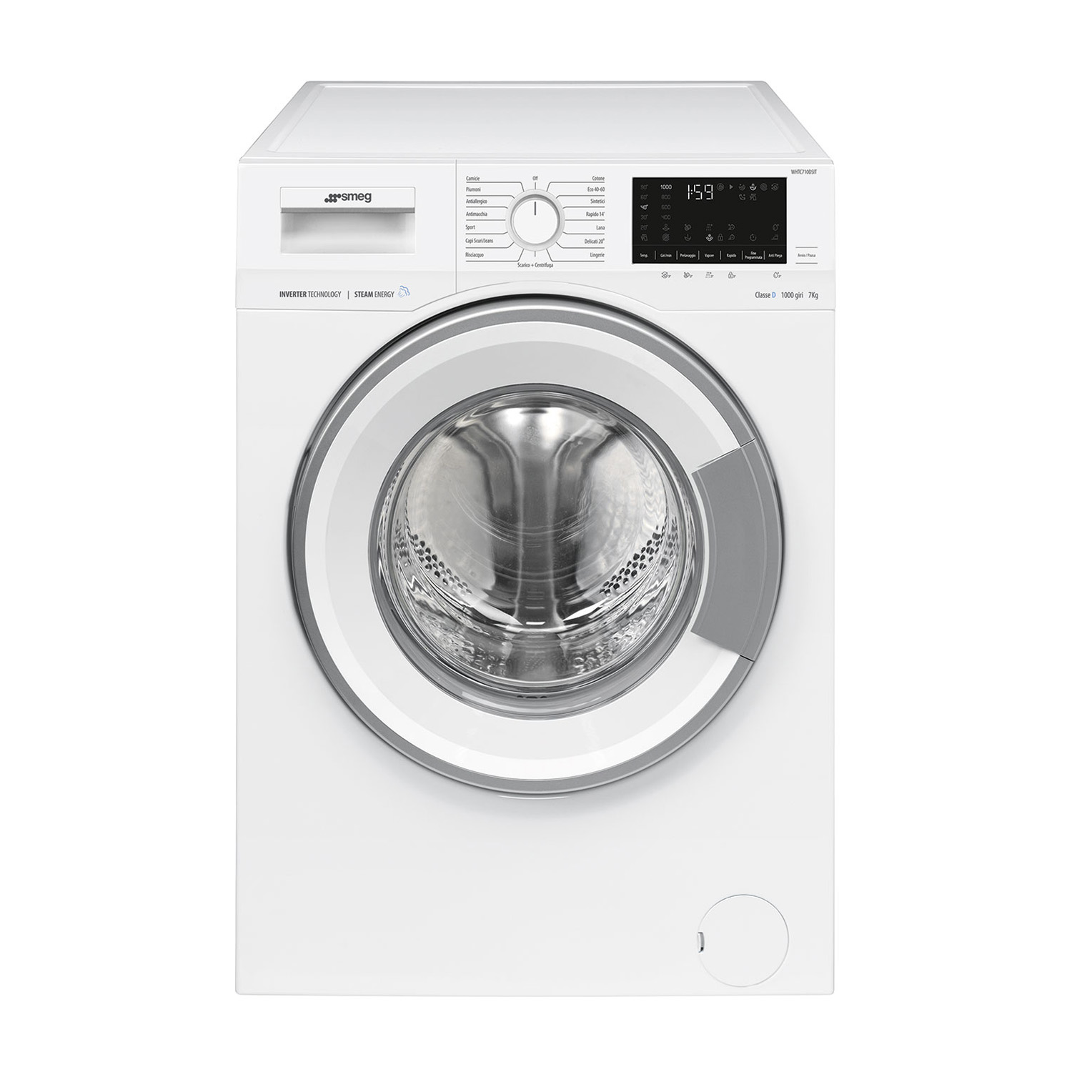 Smeg Whtc710Dsit Lavatrice Slim, Caricamento frontale, 7 kg, 49 cm, Classe D