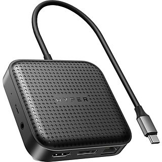 Hub USB/Concentrador - Hyper HD USB4 MOBILE DOCK, 2 Puertos, 1000 Mbit/s, Negro