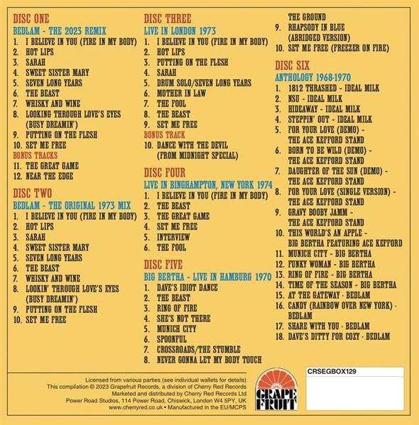 Eine detaillierte Titelliste eines CD-Albums.