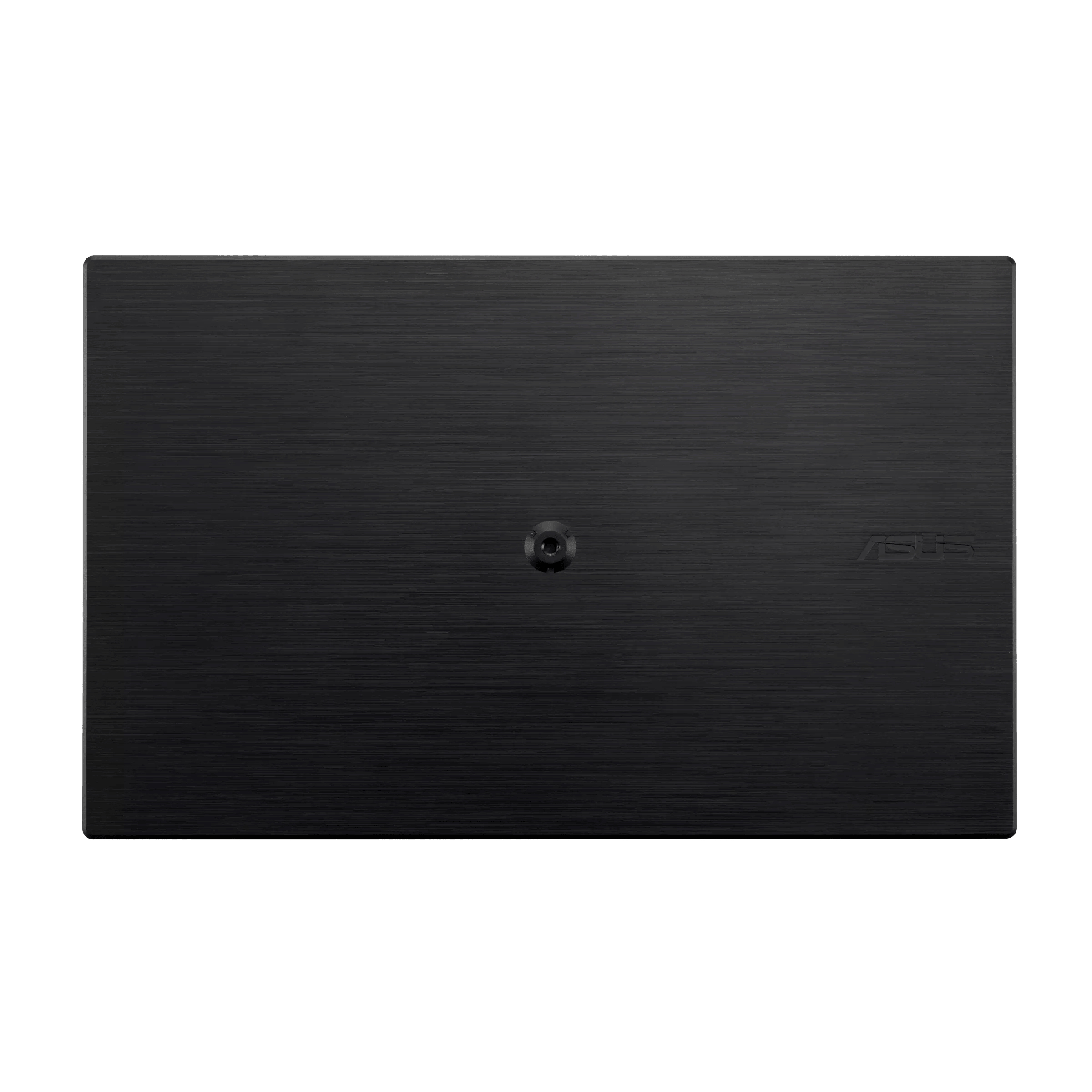 Un ordinateur portable noir, vu de dessus, montrant une caméra et le logo ASUS.
