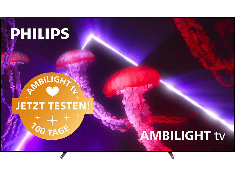 PHILIPS 77OLED807/12 OLED Fernseher (Flat, Android SMART 194 4K, / cm, Zoll 11 TV, 77 TV™ UHD Ambilight, (R))