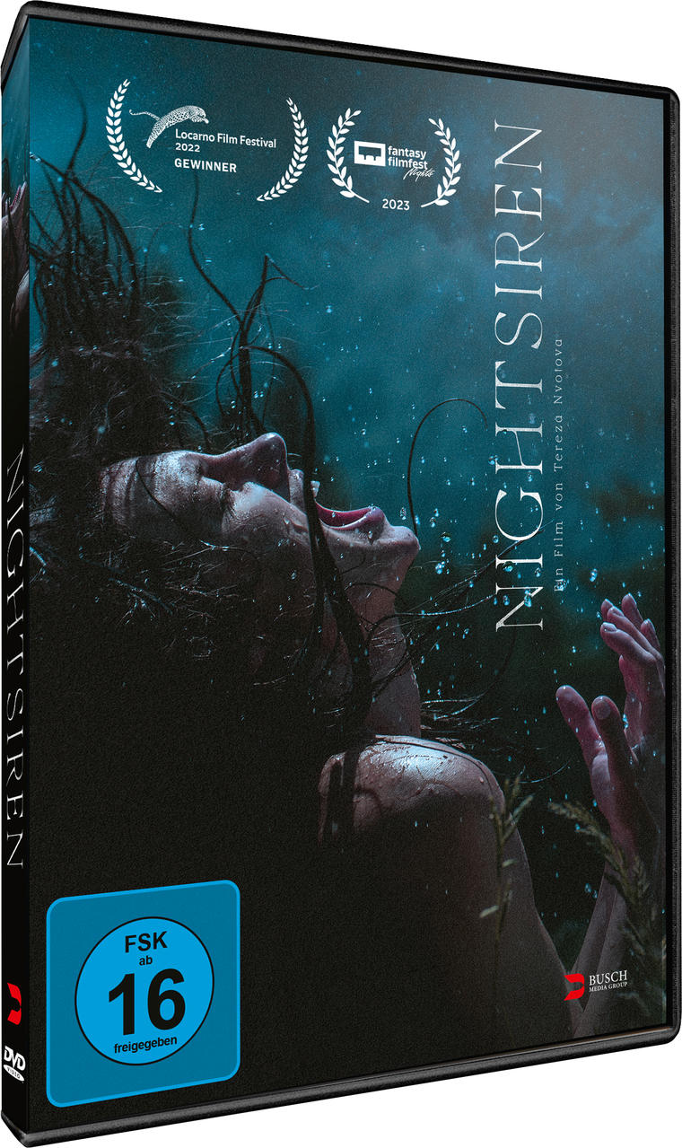 DVD-Hülle für "NIGHTSIREN". Bild zeigt Frau im Wasser mit Text.