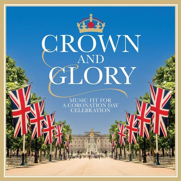 Albumhoes: Buckingham Palace, vlaggen en de tekst "Crown and Glory".