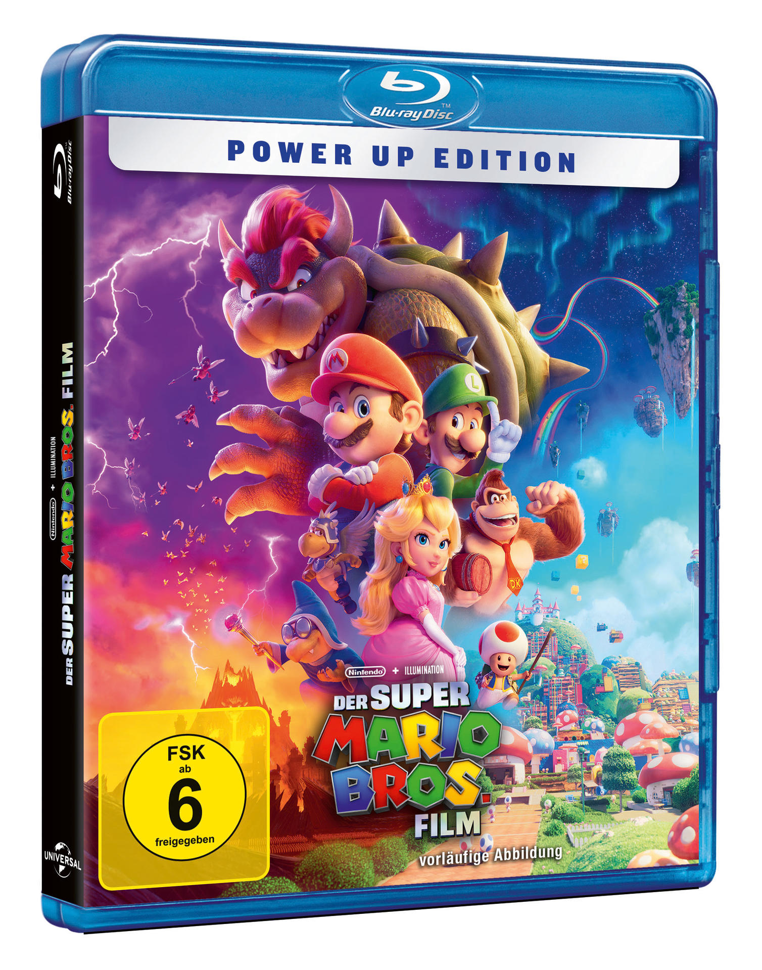 Blu-ray-Disc-Hülle von 'Der Super Mario Bros. Film', farbenfrohe Illustration.
