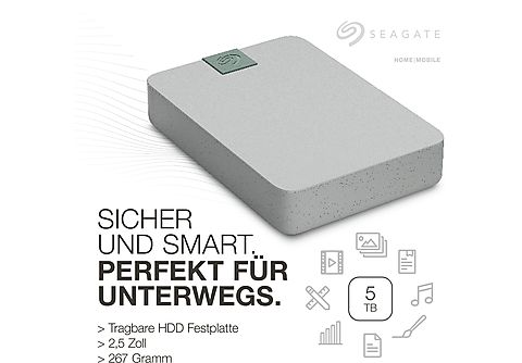 tragbare Festplatte SEAGATE Ultra Touch HDD tragbare tragbare Festplatte, 5  TB HDD, 2,5 Zoll, extern, Kieselgrau | MediaMarkt
