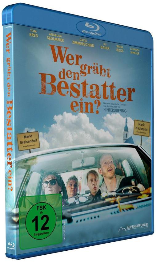 Blu-ray-Filmcover mit Text und Bildern von Schauspielern. Blaue Hülle. Weißer Hintergrund.