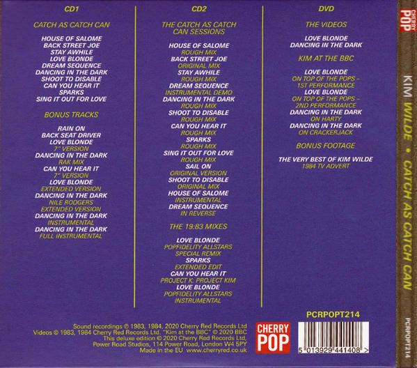 CD- und DVD-Hülle mit Text, der Songs und Bonustracks aus Kim Wildes Album auflistet.