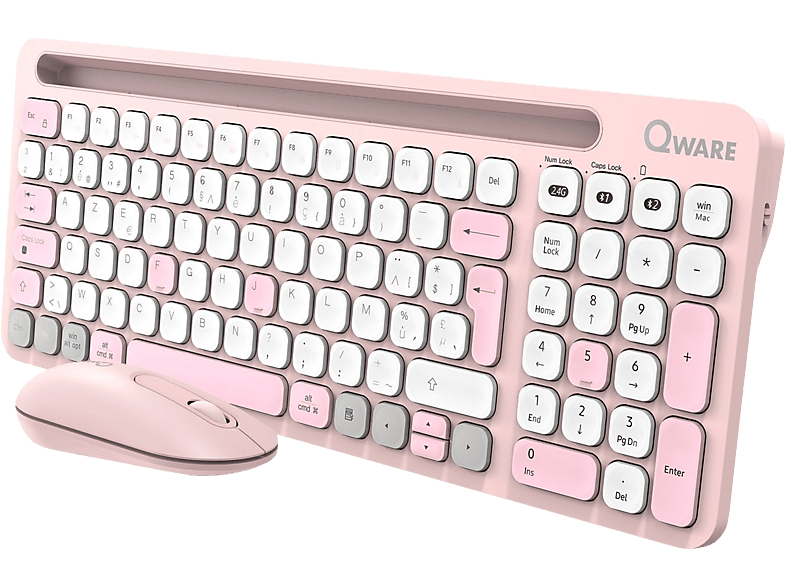 Qware Draadloos Toetsenbord En Muis Florence Azerty Roze (pcb-398pk)