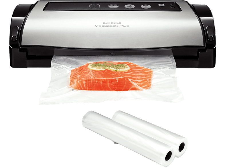 Tefal VACUPACK PLUS VT2560, inox, 130W, sellado y vacío, dos rollos, Gris negro
