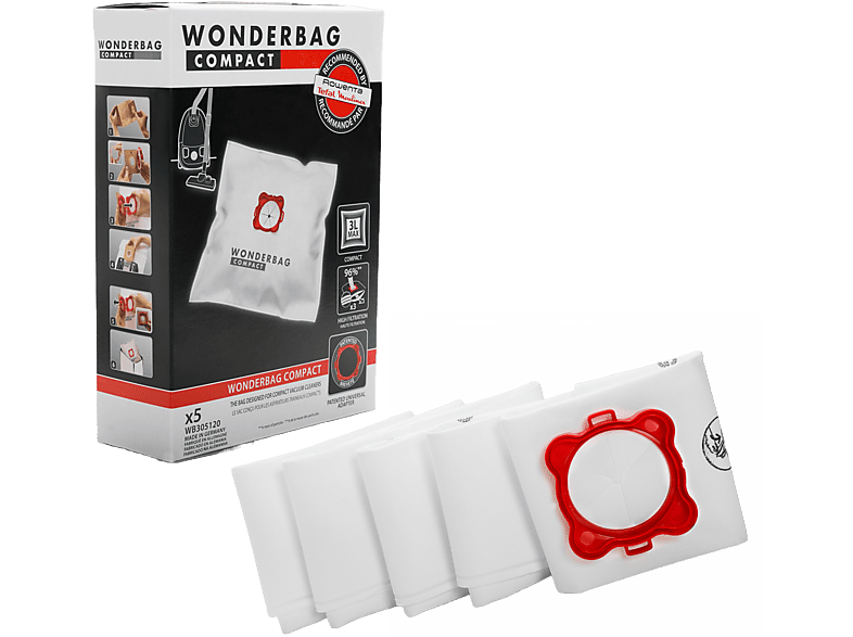 Rowenta Wonderbag Compact bolsas de aspirador WB305120