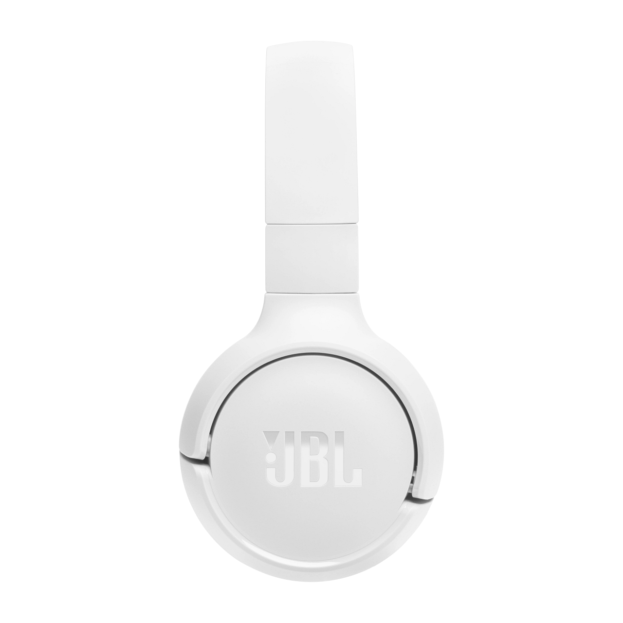 Weiße JBL-Kopfhörer auf weißem Hintergrund.