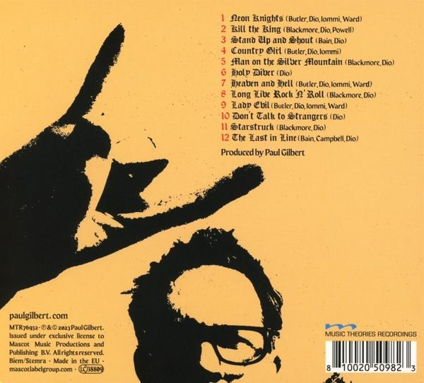 Dio album CD borítója, számlistával. Egy kézmozdulat és egy arc látható. Sárga-narancs háttér.