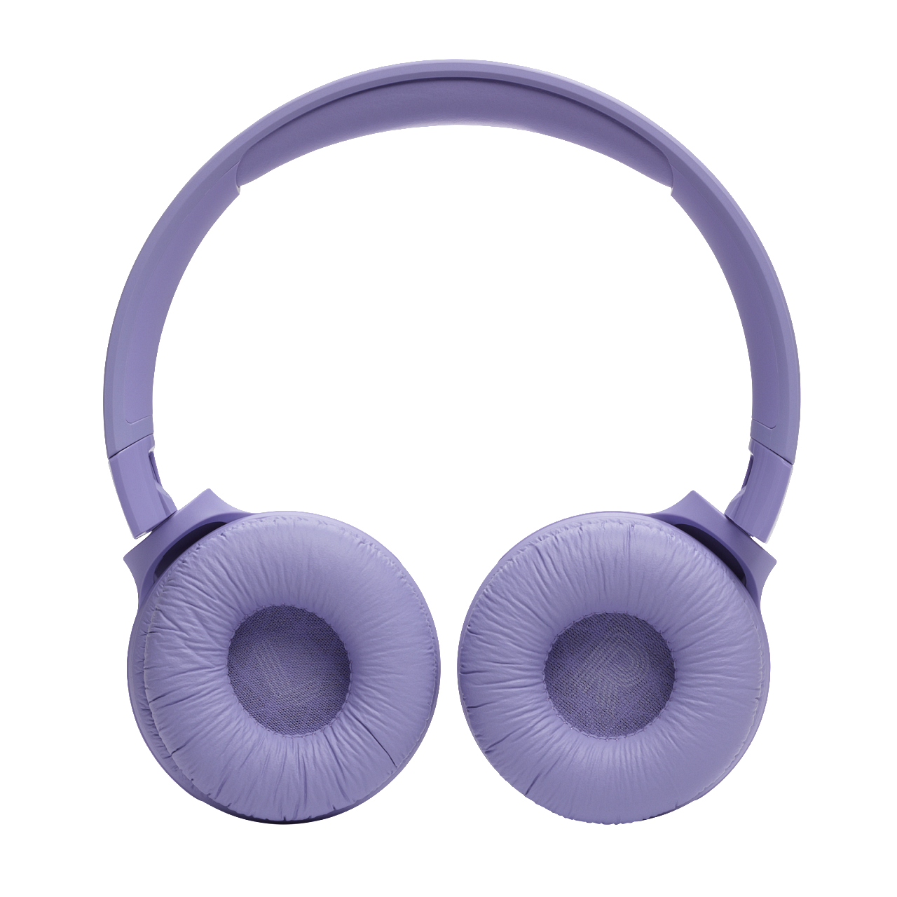 Lila Kopfhörer, Draufsicht, Over-Ear-Design, weißer Hintergrund, minimalistisches Design.