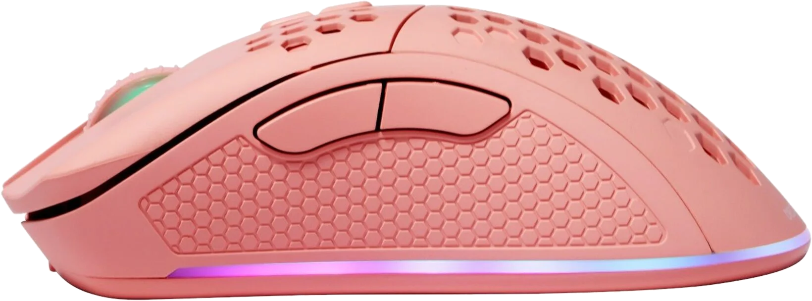 Pinke Gaming-Maus mit Wabenmuster.