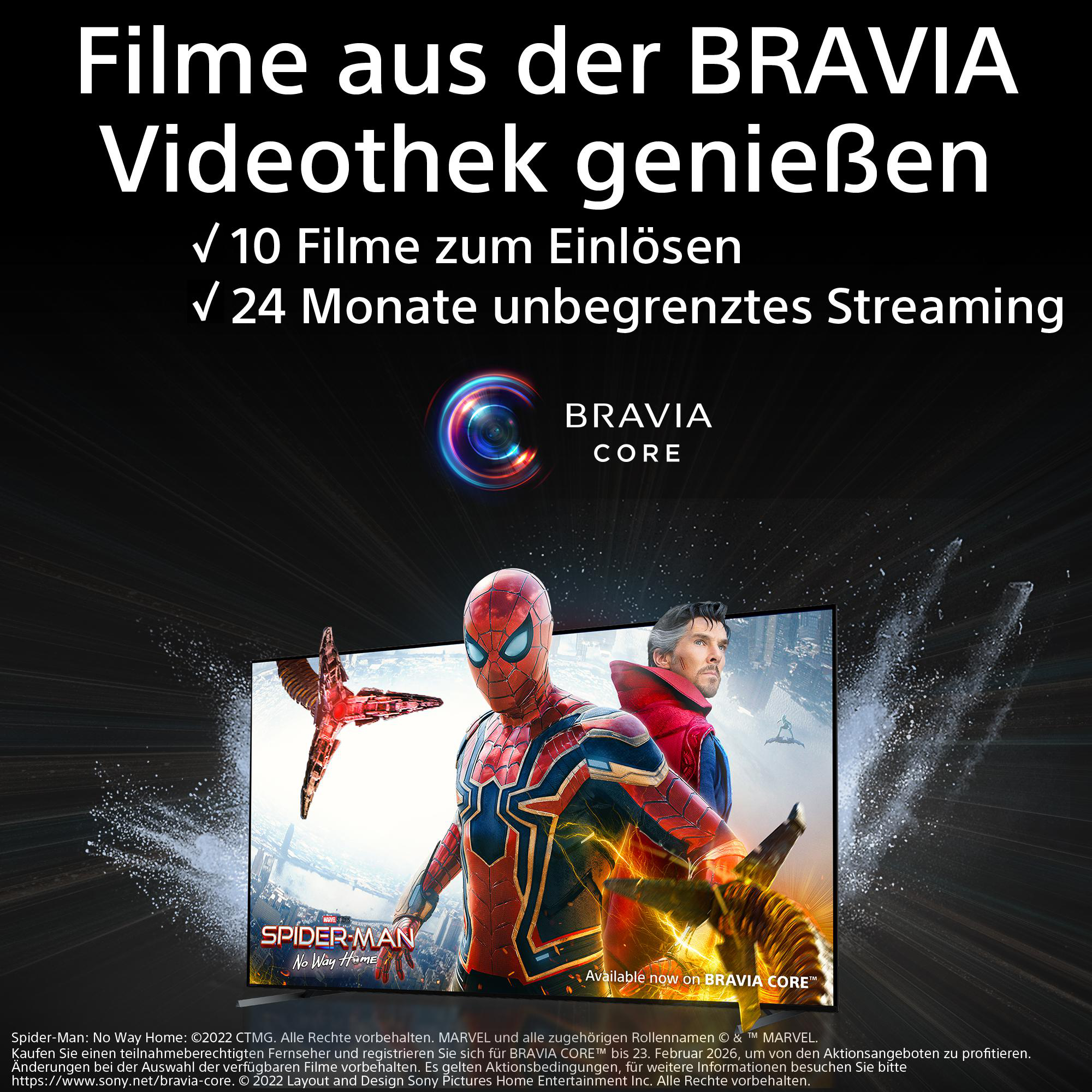 Werbebild mit Text und Filmfiguren von Spider-Man und Doctor Strange.
