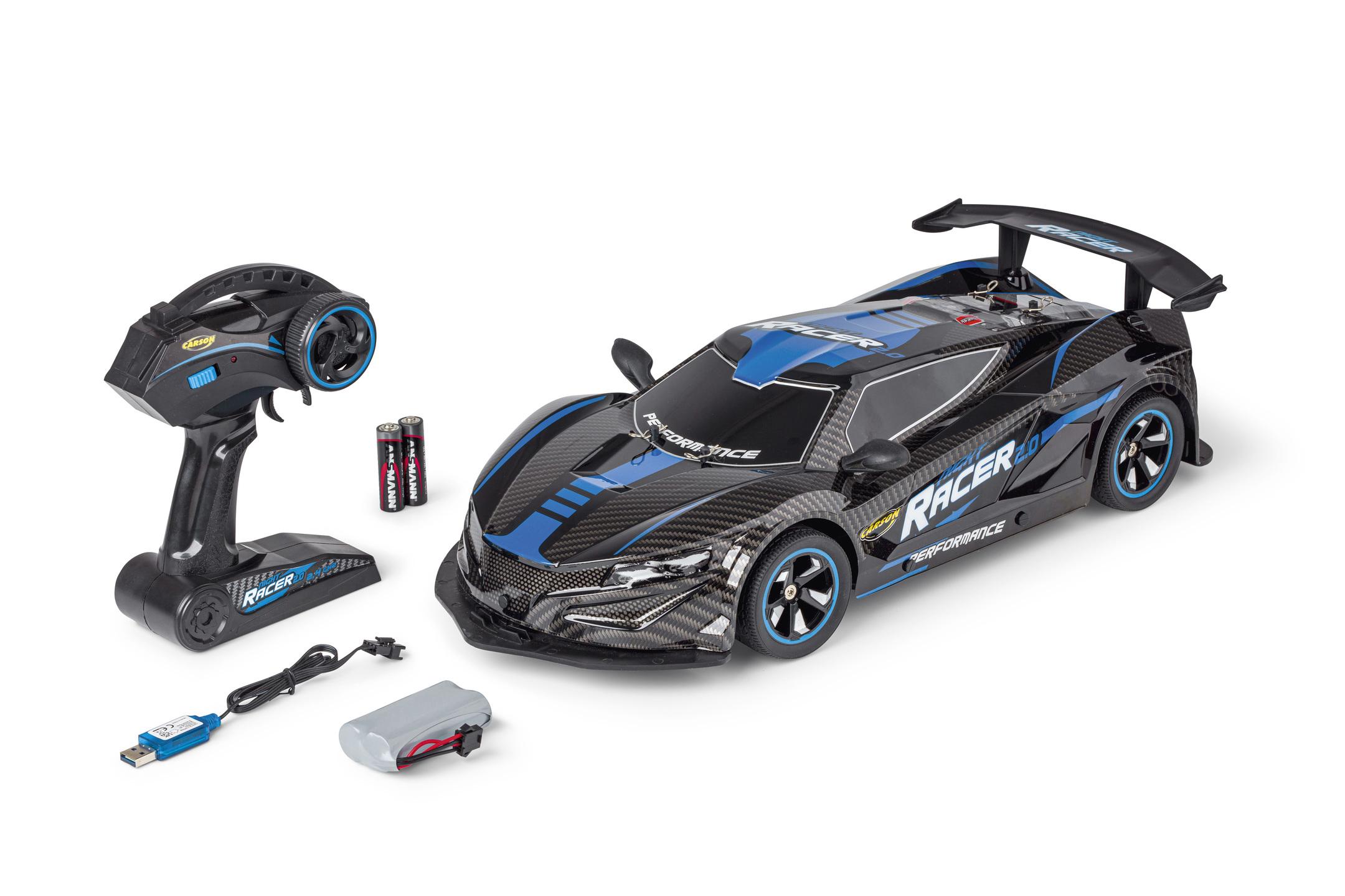 Spielzeugauto, Mehrfarbig CARSON 1:10 100% 2.4G Racer RTR Night blau 2.0 R/C