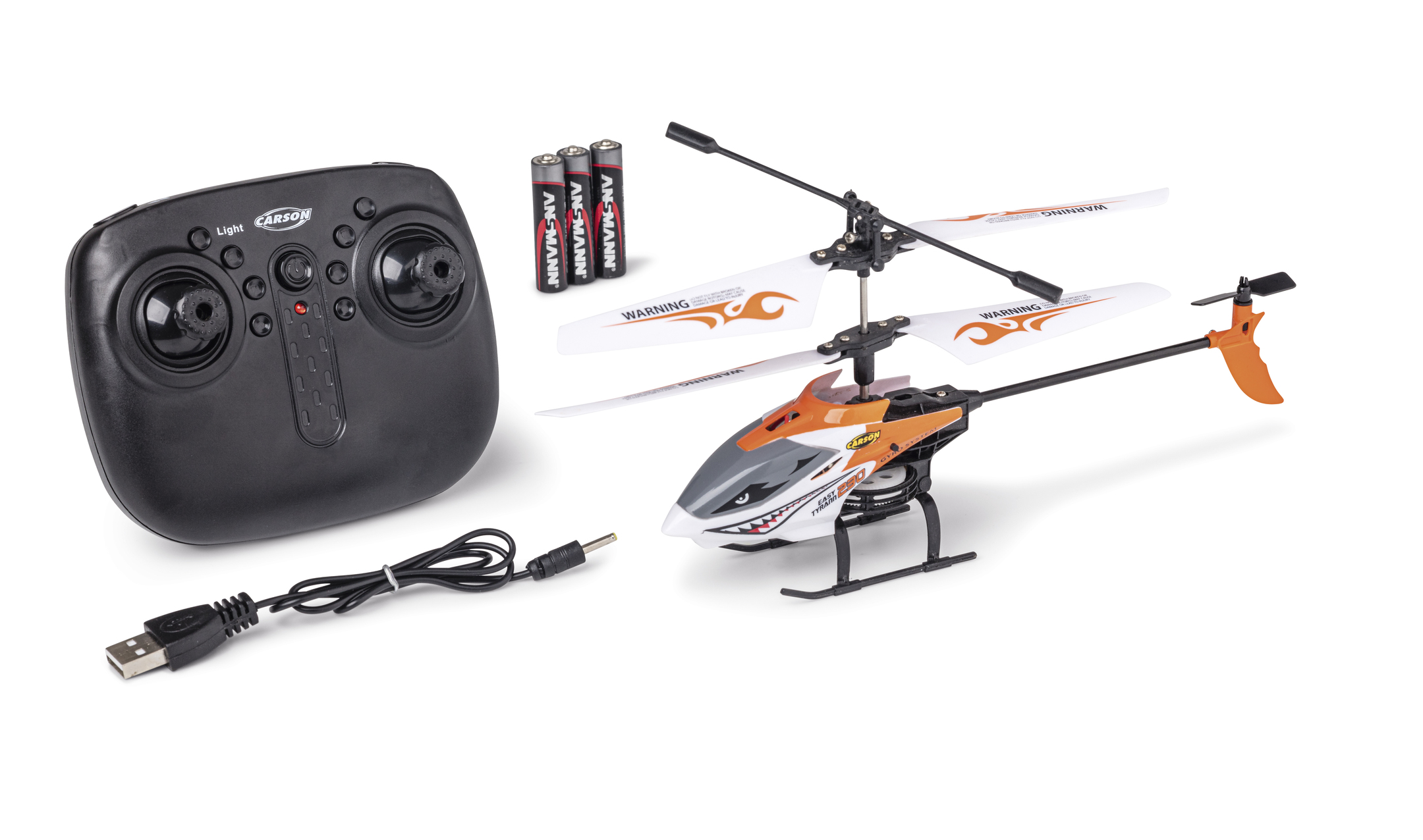 Carson Easy Tyrann 670 – Hélicoptère RC 2,4 GHz RTF Avec Décollage Automatique – 3 Vitesses, LED, 10 Min De Vol