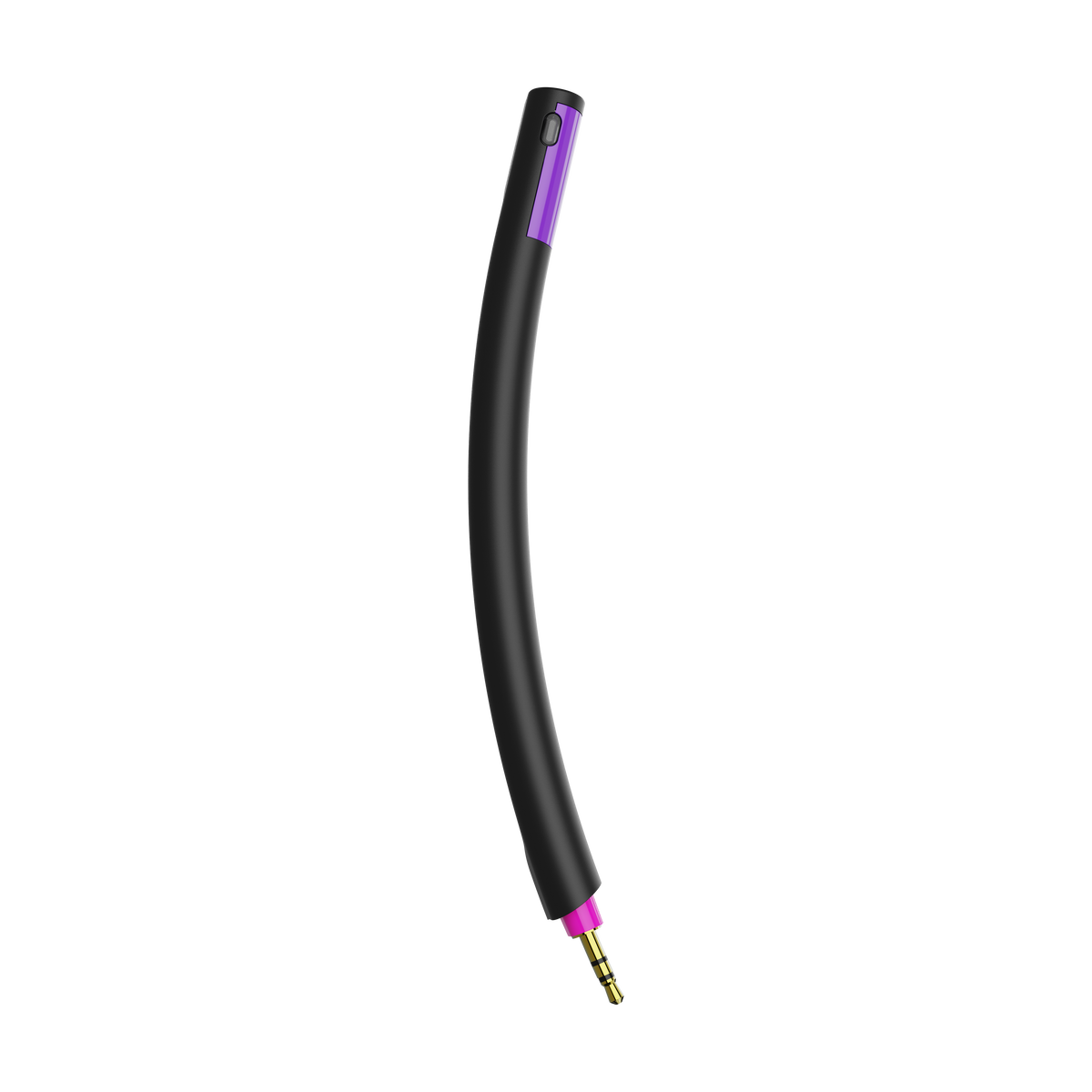 Fekete audiokábel rózsaszín és lila díszítéssel. 3,5 mm-es jack.