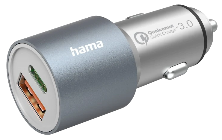 HAMA FIC E3 Autós töltő dupla USB, 3A, 1x USB-A, USB-C, 20W+18W (201639)