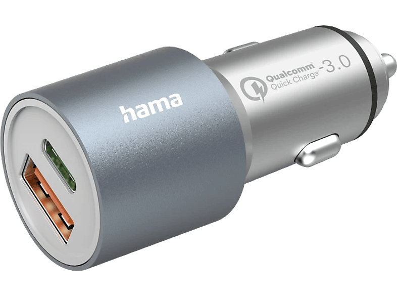 HAMA FIC E3 Autós töltő dupla USB, 3A, 1x USB-A, USB-C, 20W+18W (201639)