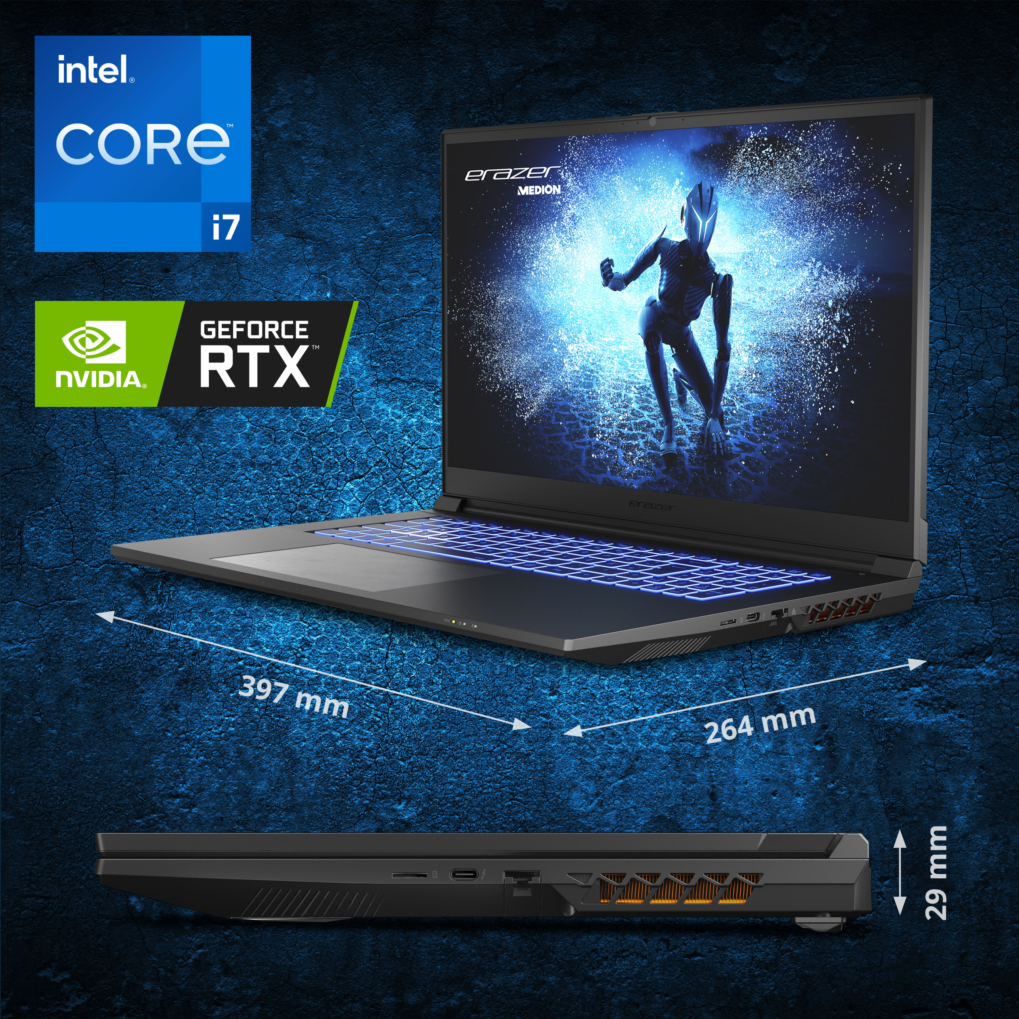 Home Bit) RAM, TB GB RTX™ Intel® 16 mit Schwarz Notebook, MEDION Zoll Prozessor, 11 NVIDIA, 1 i7-13700HX GeForce Windows (64 4060, (Evo) 17,3 P40, Display, SSD, Defender