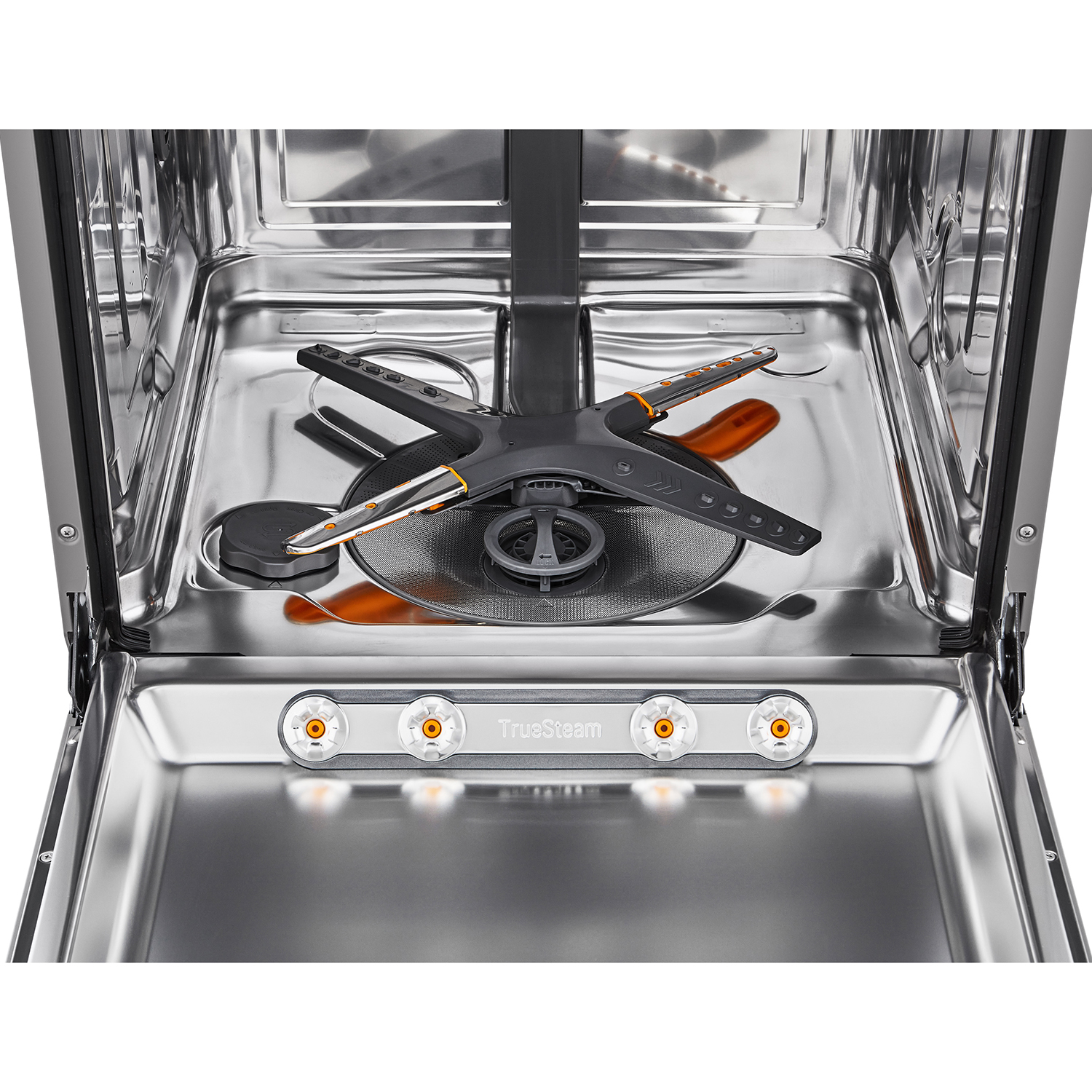 Interno lavastoviglie con bracci irroratori e funzione TrueSteam.
