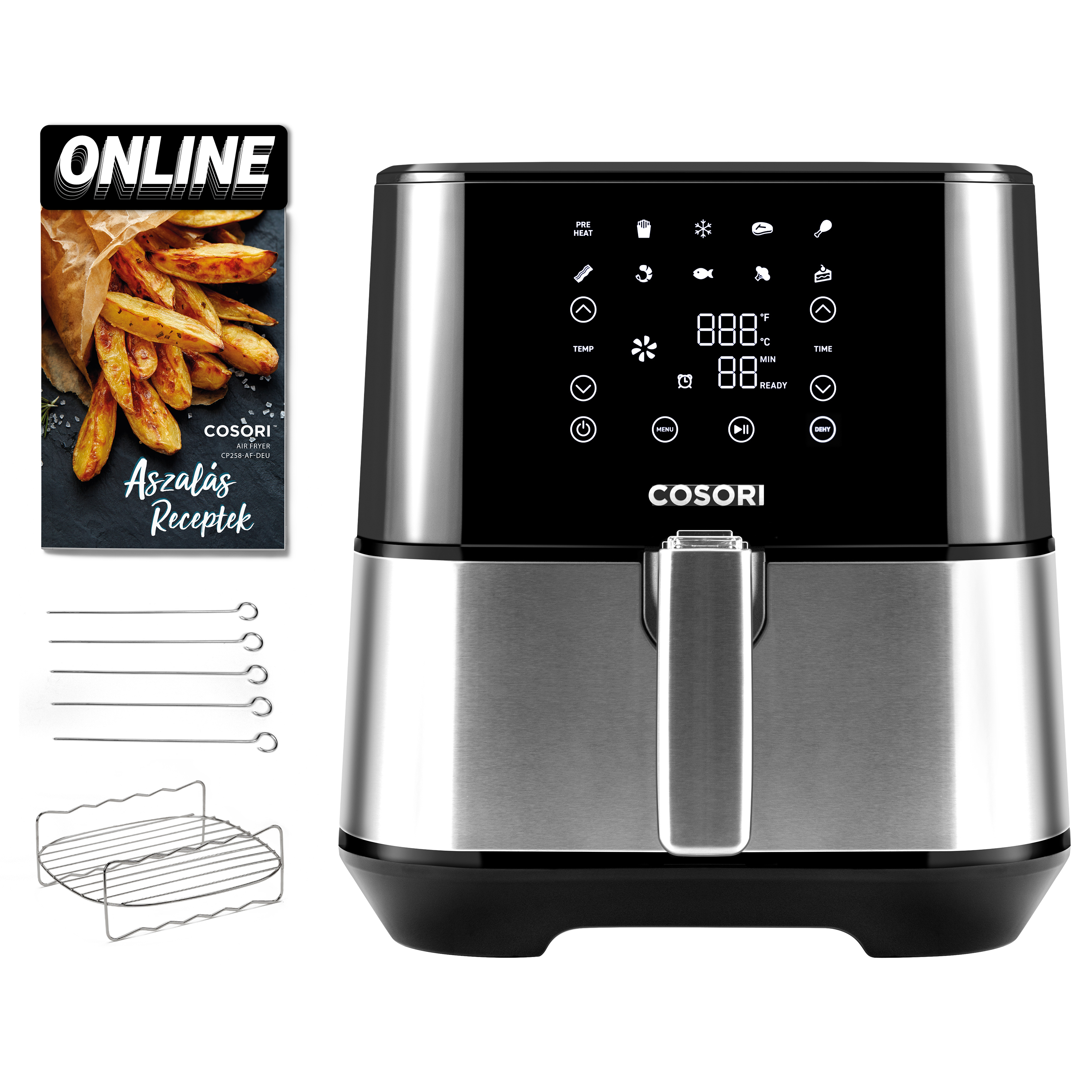COSORI CP258-AF-DEU Steel Air Fryer, inox