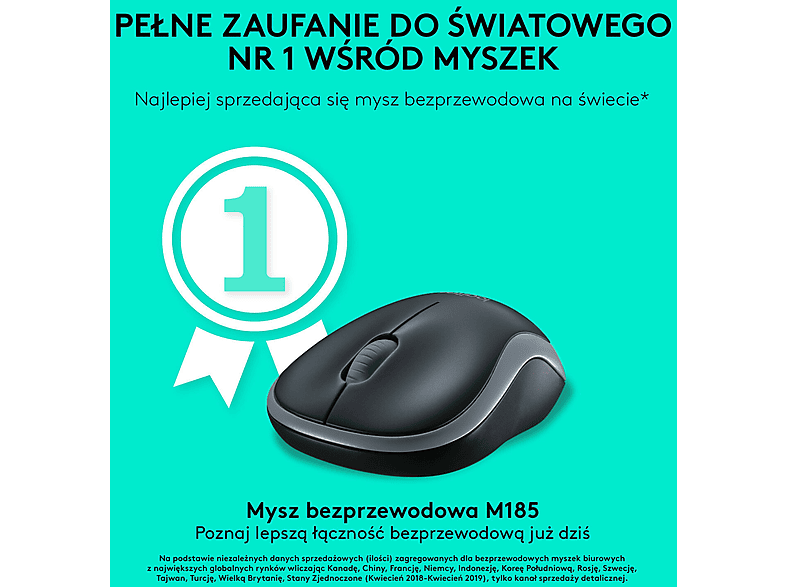 Logitech M185 Czarno-czerwony – zdjęcie 3