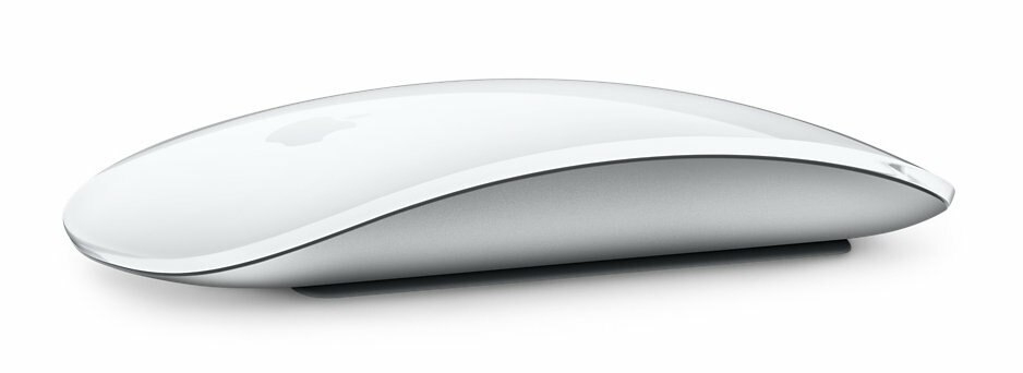 Biała mysz Apple na białym tle.