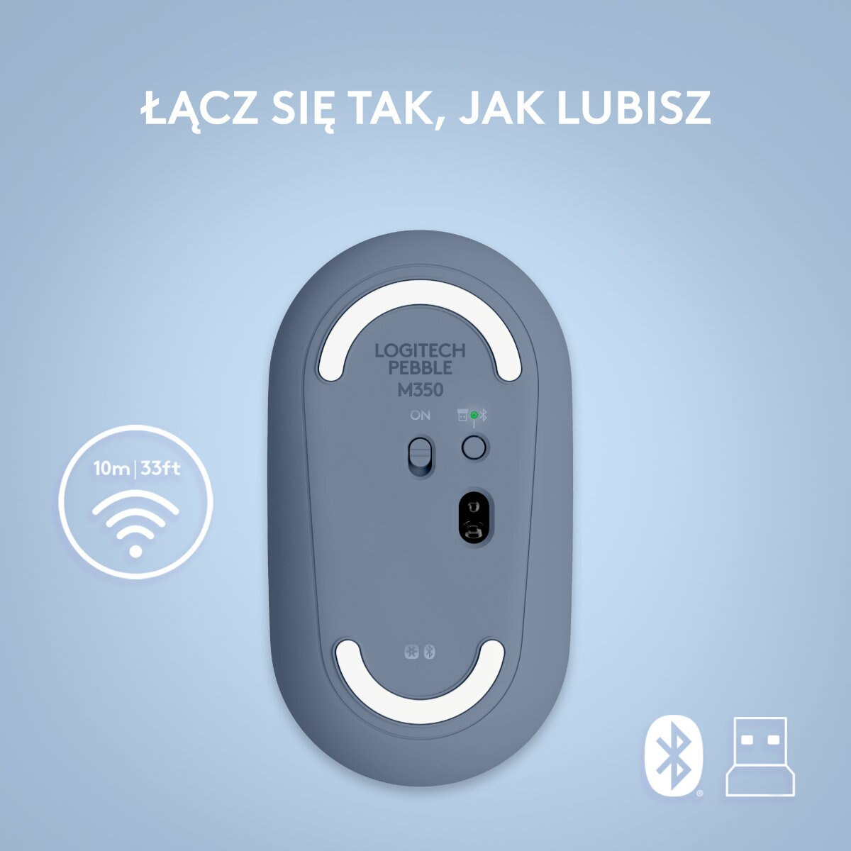 Mysz bezprzewodowa LOGITECH Pebble M350 Niebieski (Blueberry) 910-006753