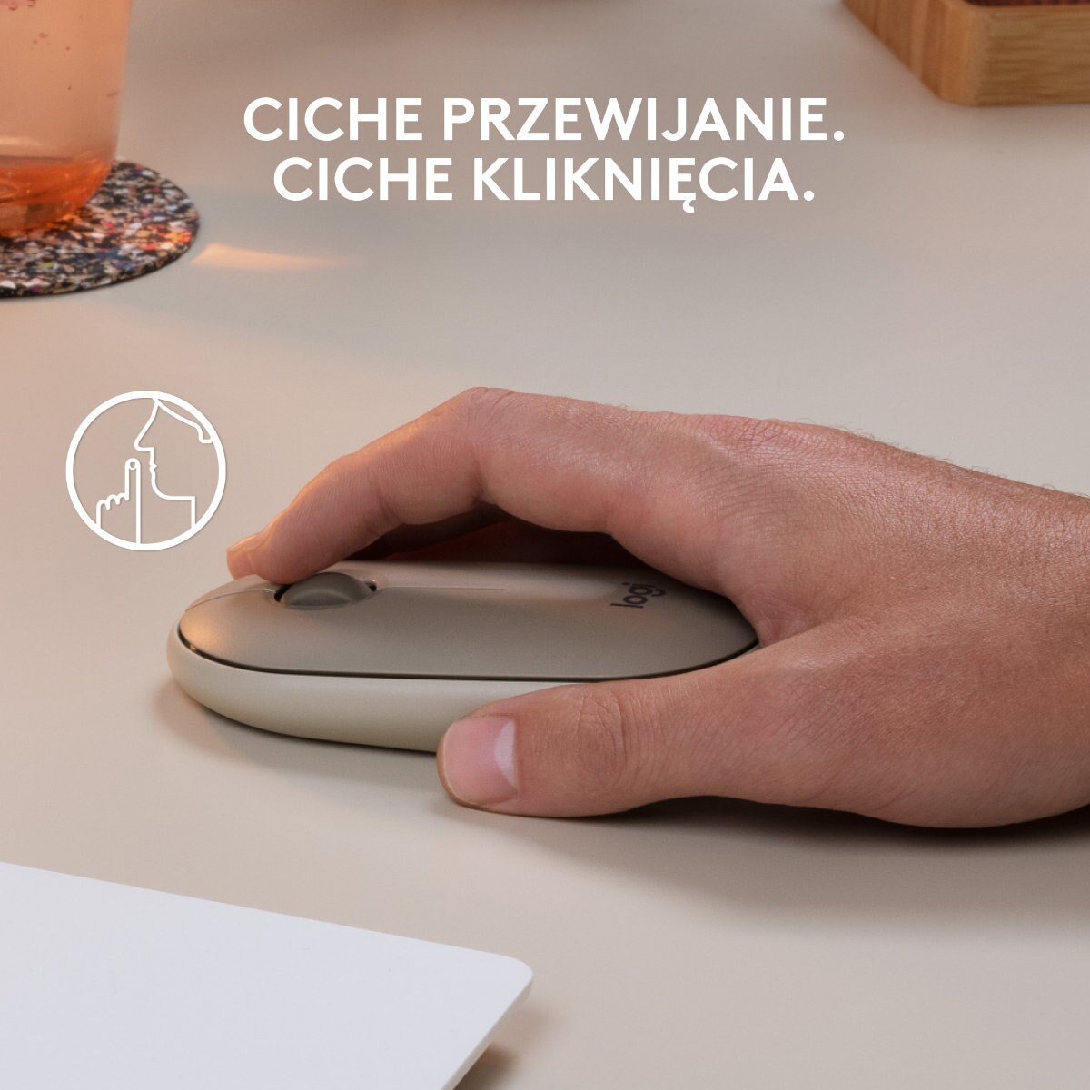 Mysz bezprzewodowa LOGITECH Pebble M350 Beżowy (Sand) 910-006751