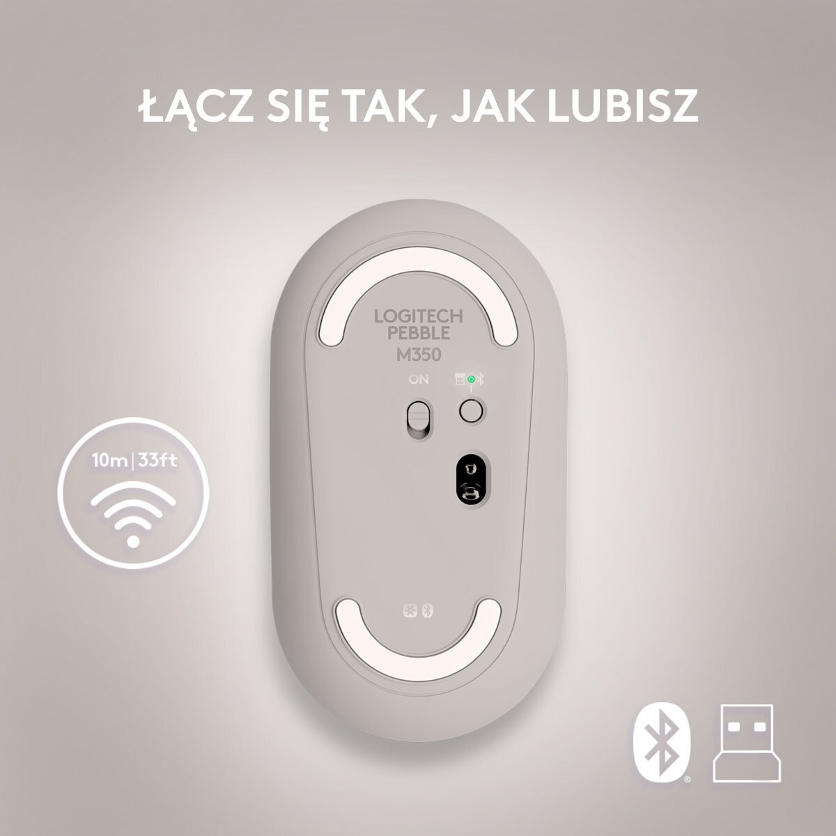Mysz bezprzewodowa LOGITECH Pebble M350 Beżowy (Sand) 910-006751