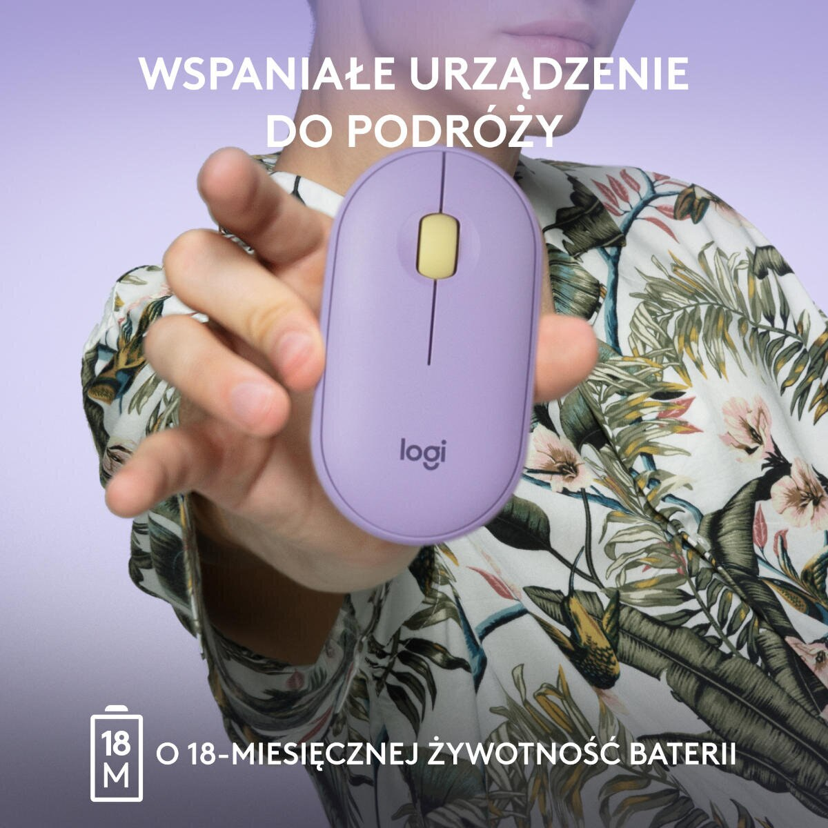 Mysz bezprzewodowa LOGITECH Pebble M350 Fioletowy (Lavender Lemonade) 910-006752