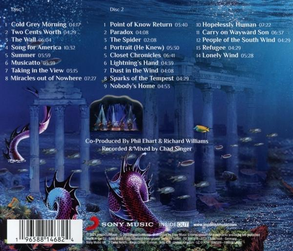 CD-Disc mit Titelliste. Hintergrund ist eine Unterwasser-Fantasieszene mit Ruinen und Fischen.