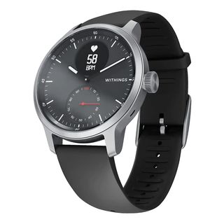 WITHINGS ScanWatch (42 mm) - Hybrid Smartwatch (160 - 240 mm, Fluorelastomer, Schwarz/Silber)