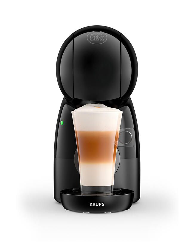 Fekete Krups kávéfőző réteges latte üveggel.