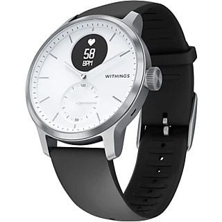 WITHINGS ScanWatch (42 mm) - Hybrid Smartwatch (160 - 240 mm, Fluoroelastomero, Bianco/Argento/Nero)