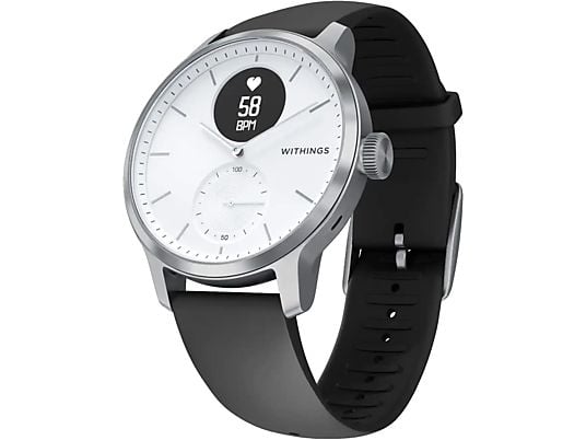 WITHINGS ScanWatch (42 mm) - Hybrid Smartwatch (160 - 240 mm, Fluoroelastomero, Bianco/Argento/Nero)