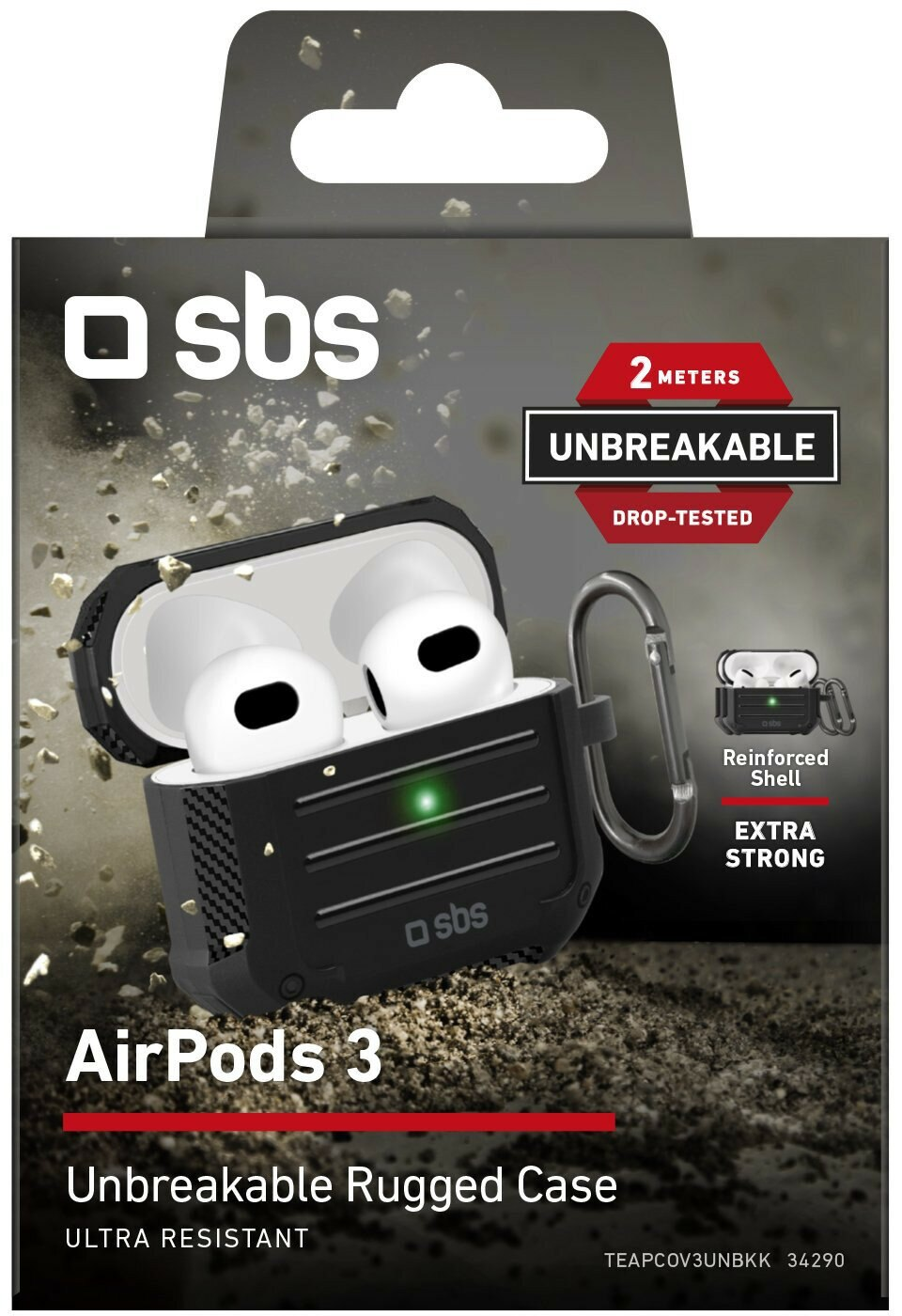 Etui na słuchawki SBS Shockproof case do Apple AirPods 3 Czarny