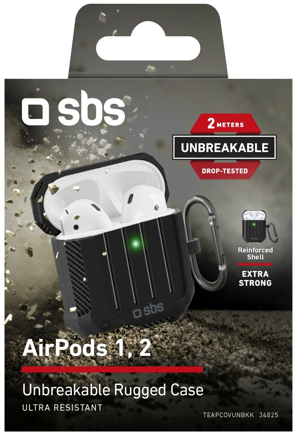 Etui na słuchawki SBS Shockproof case do Apple AirPods 1/AirPods 2 Czarny