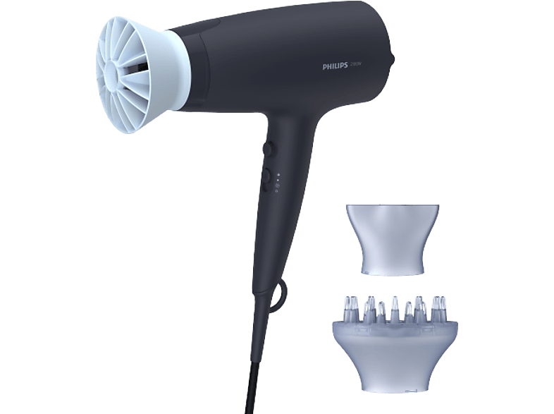 Secador - Philips BHD360/20, 2100 W, 6 velocidades, ThermoProtect, Difusor incluido, Azul marino